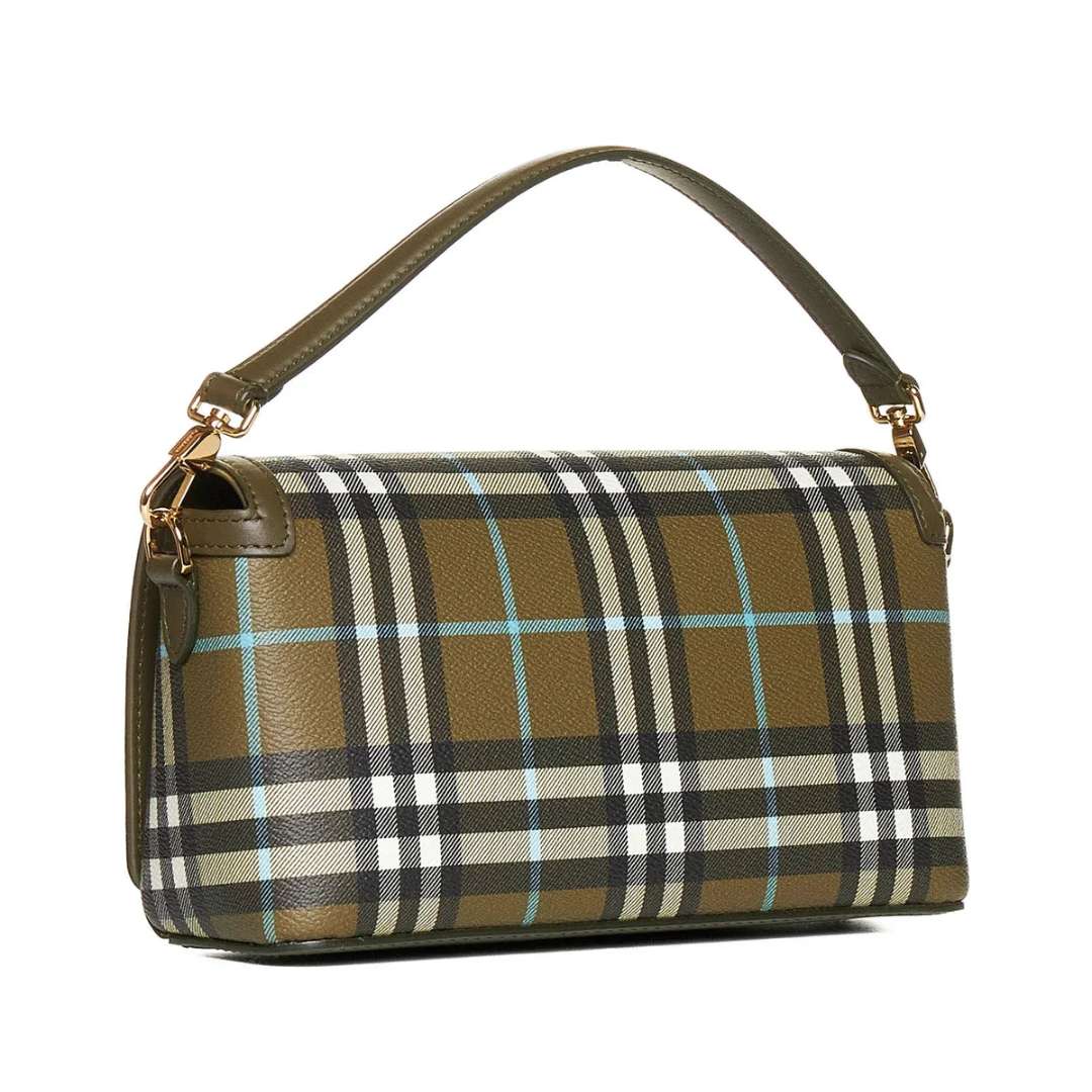 Check-Printed Foldover-Top Shoulder Bag