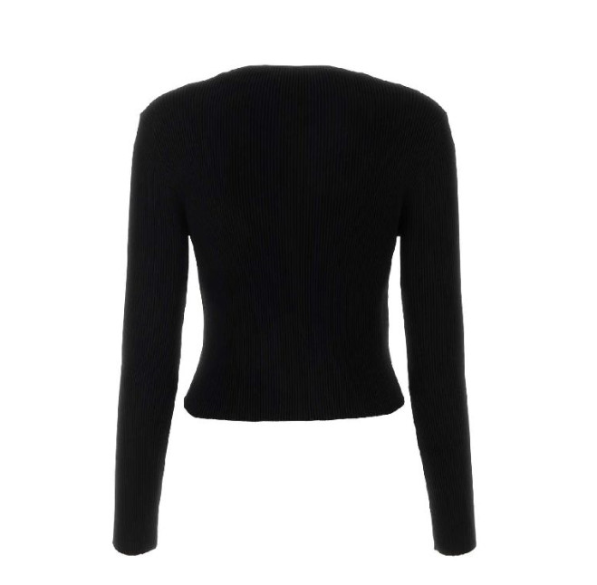 Logo intarsia rib knit top