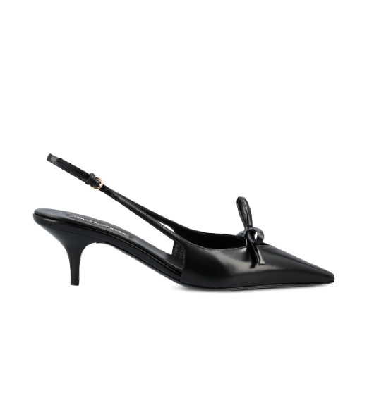 Brushed leather slingback heels