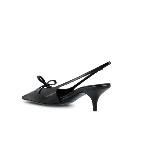 Brushed leather slingback heels