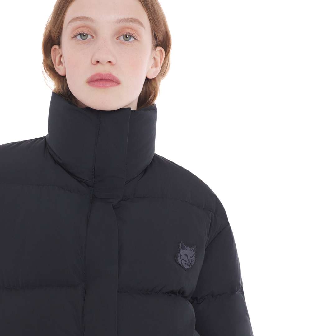 Cropped puffer in nylon with bold fox head patch