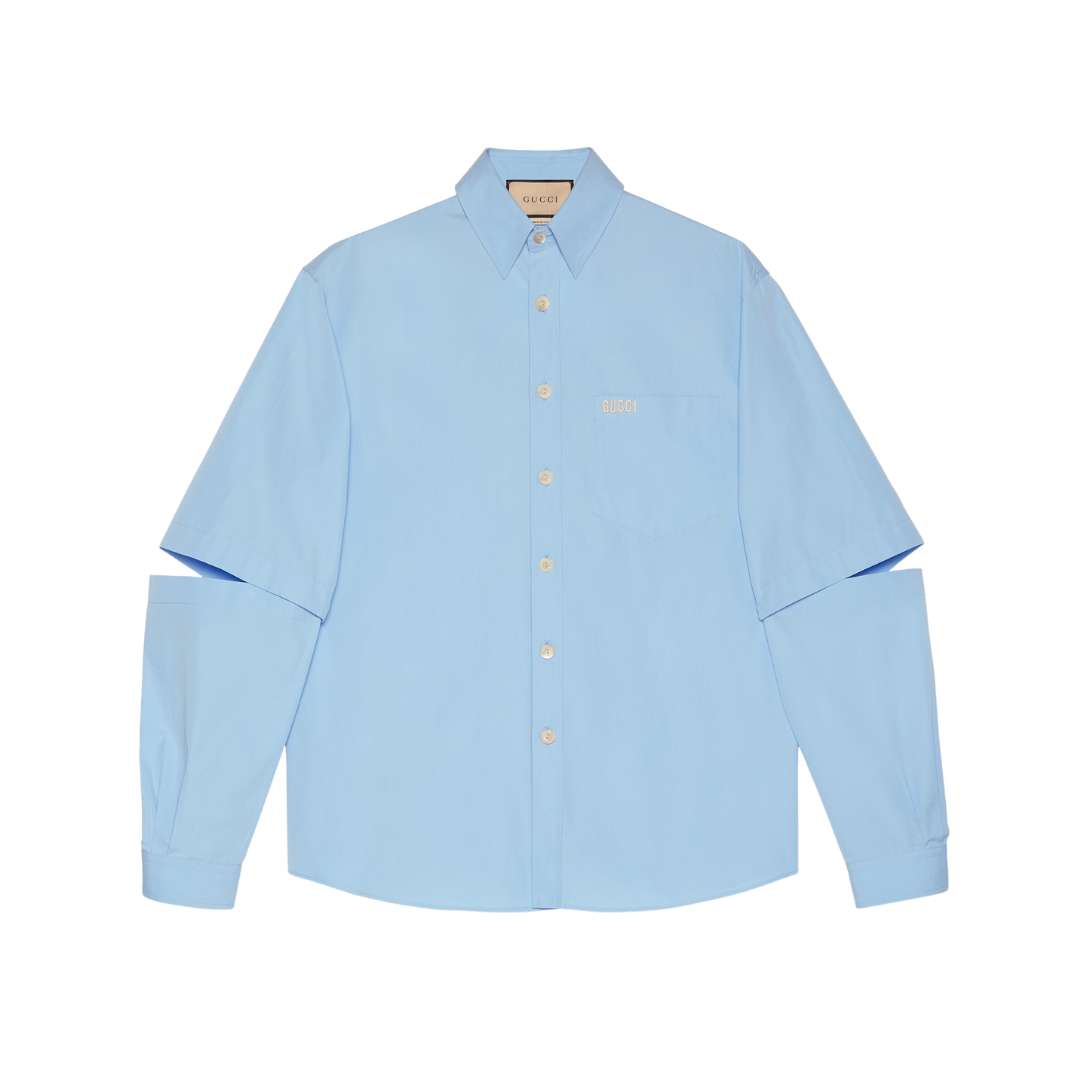 Cotton poplin shirt with embroidery