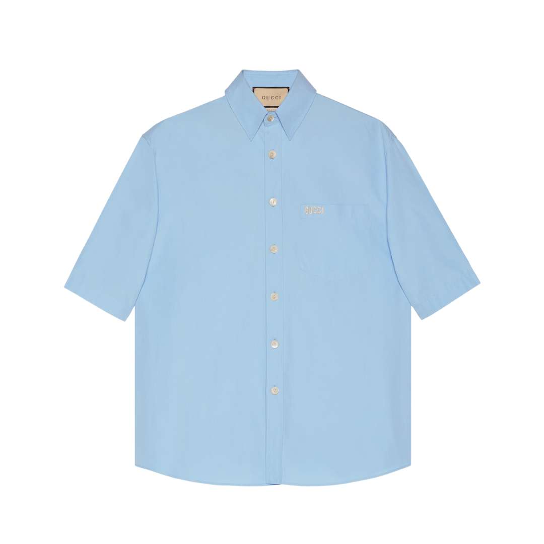 Cotton poplin shirt with embroidery