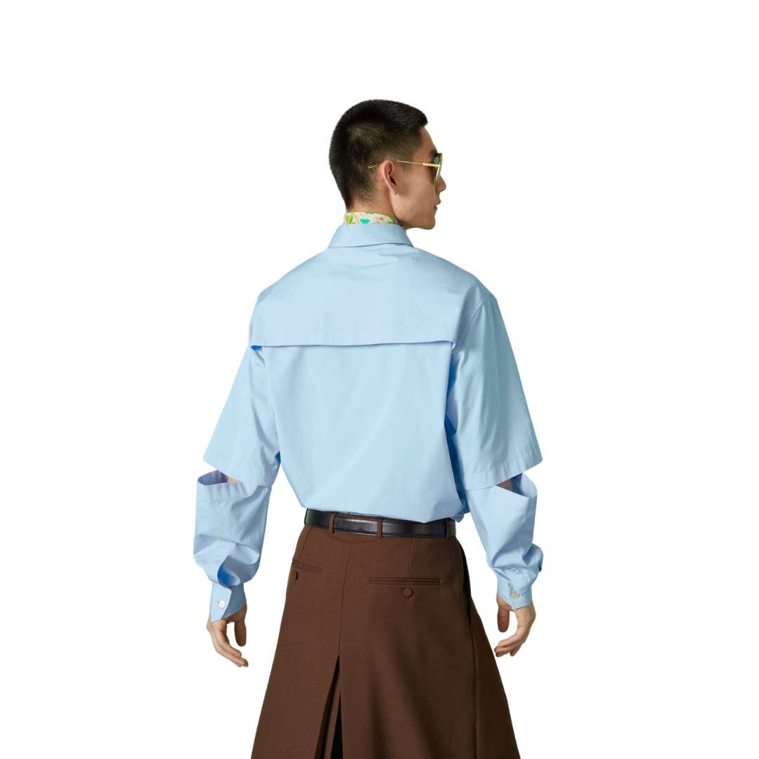 Cotton poplin shirt with embroidery