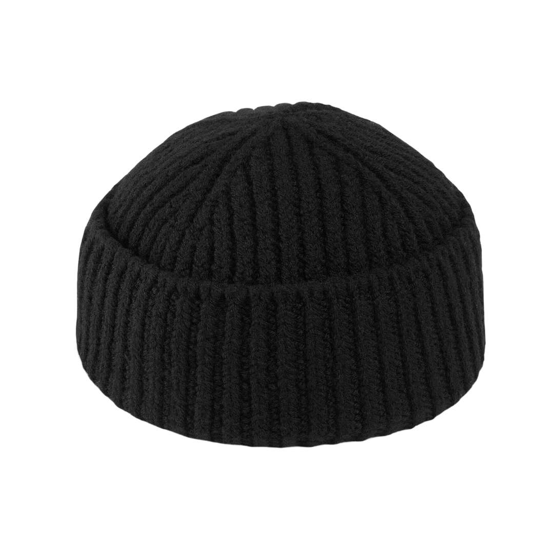 Rib wool hat with label