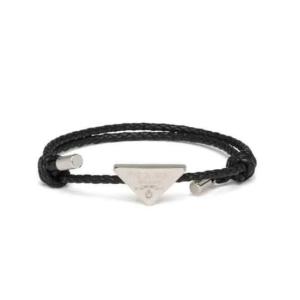 Triangular logo nappa leather bracelet