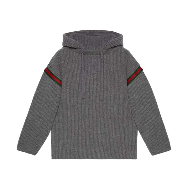Wool cashmere jumper with hood