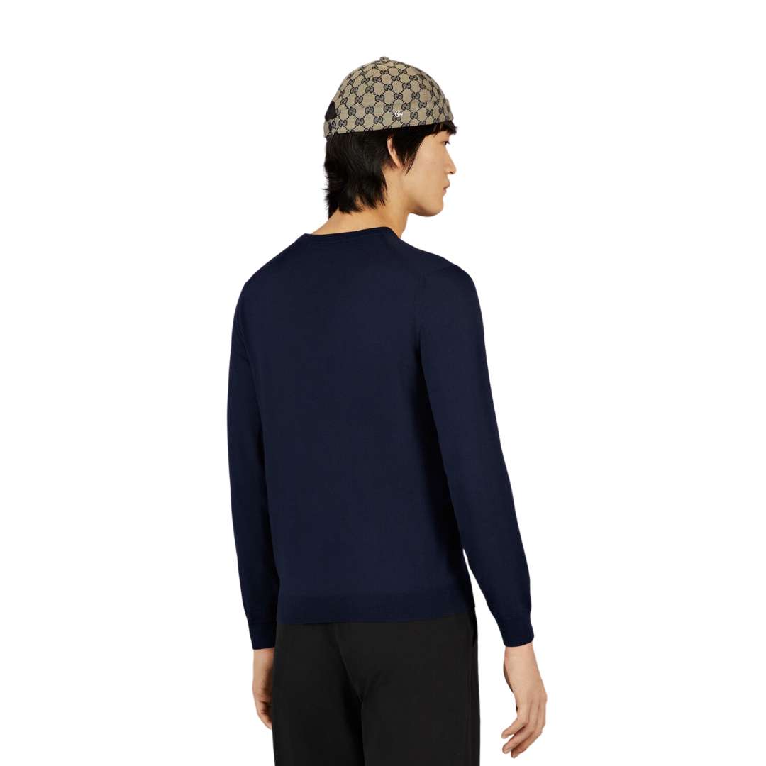 Wool sweater with Horsebit intarsia