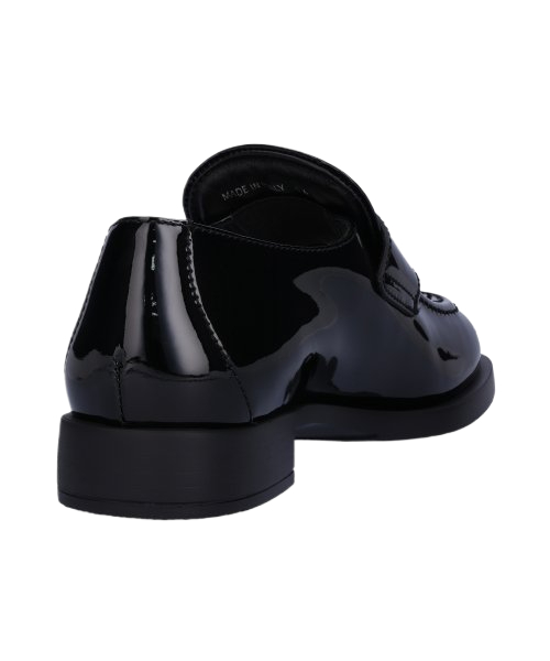 Women's Triangle Logo Patent Leather Loafers - Black