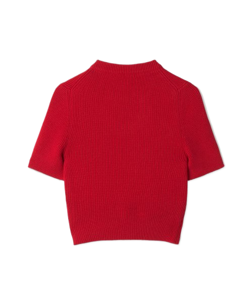 Women's Cropped Short Sleeve Knit - Red
