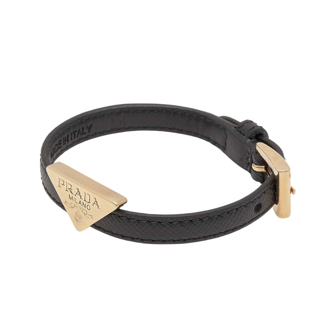 Triangle-logo leather bracelet