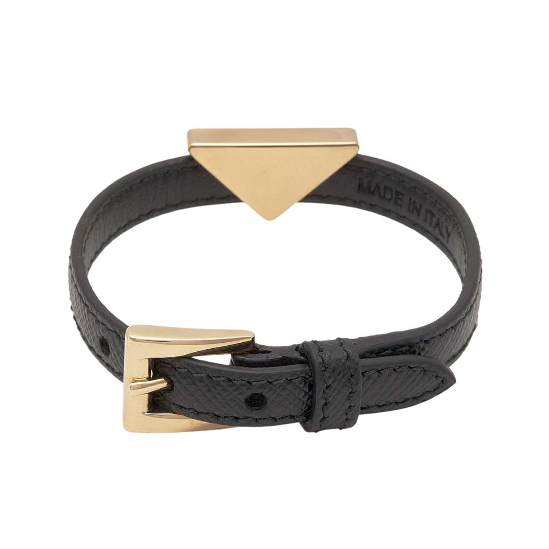 Triangle-logo leather bracelet