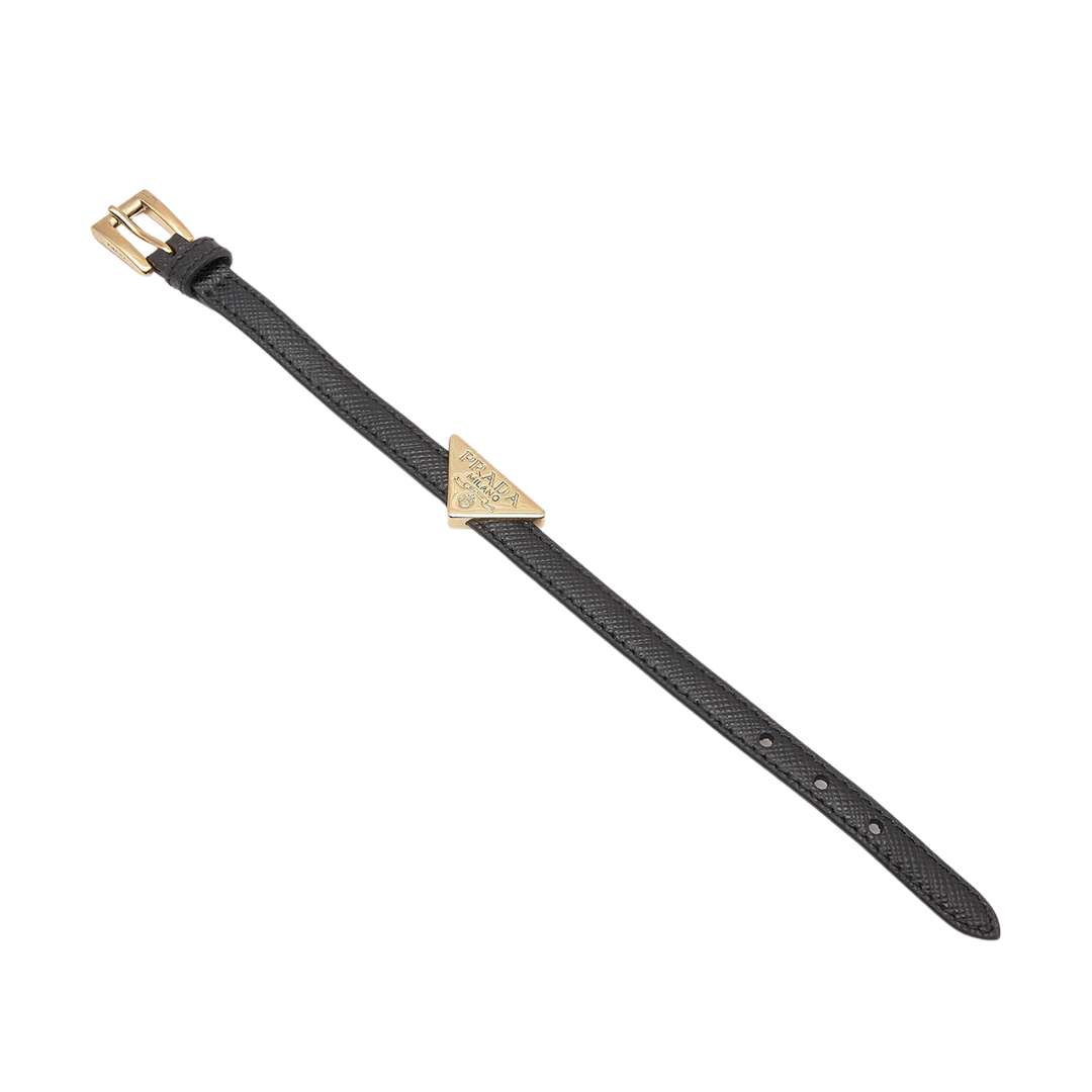 Triangle-logo leather bracelet