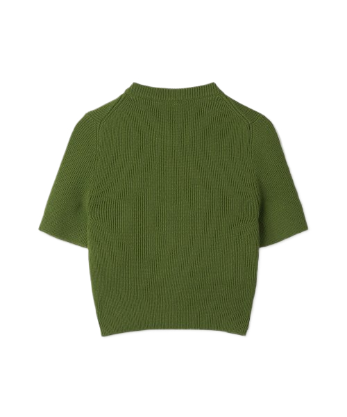 Women's Cropped Short Sleeve Knit - Forest Green