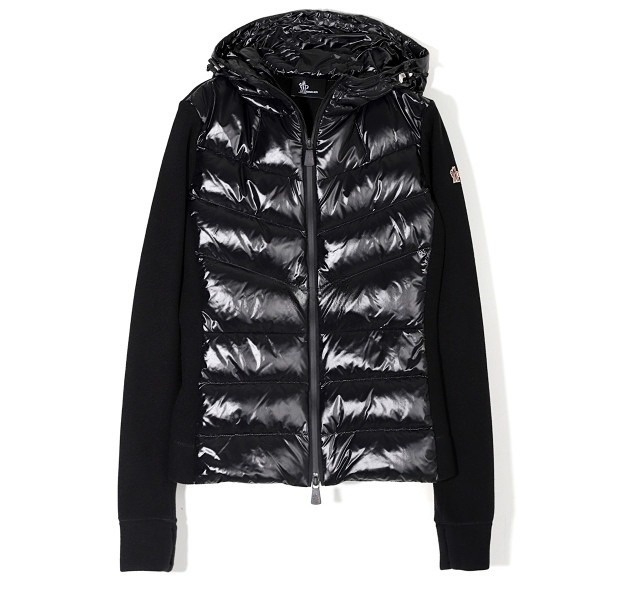 Grenoble logo patch hooded fleece padded zip-up cardigan