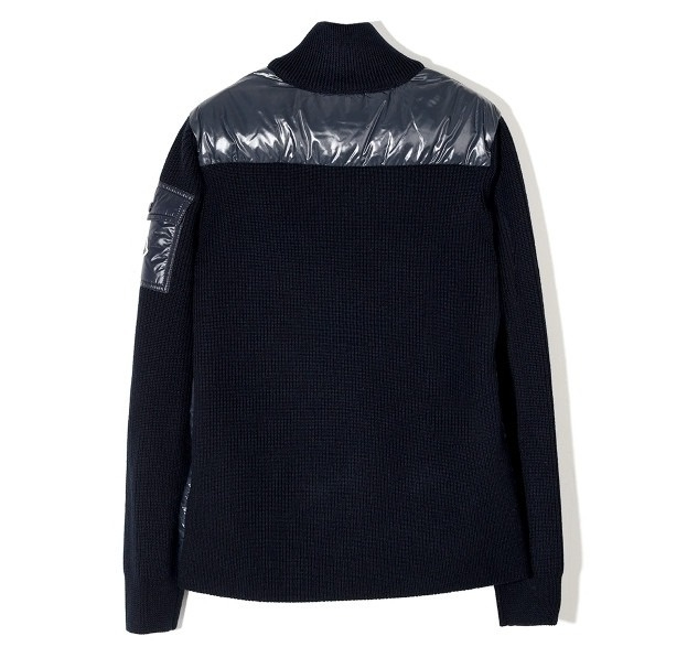 Logo patch padded wool cardigan