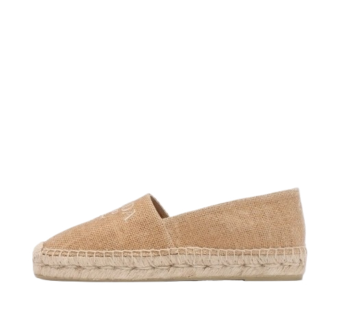 logo embroidered linen espadrilles (Dark beige)