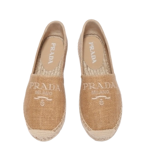 logo embroidered linen espadrilles (Dark beige)