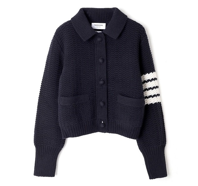 4-bar striped chunky link cardigan