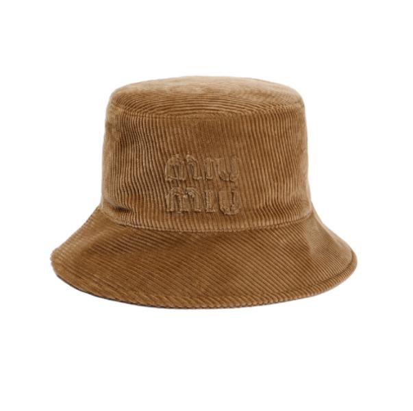 Logo velvet bucket hat