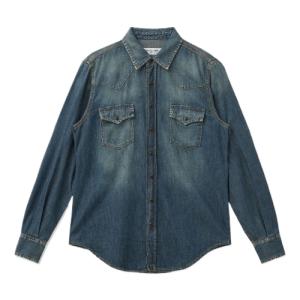 Men's Western Denim Shirt - Deep Vintage Blue