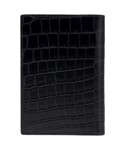 Common Crocodile Tiny Monogram Passport Holder - Black