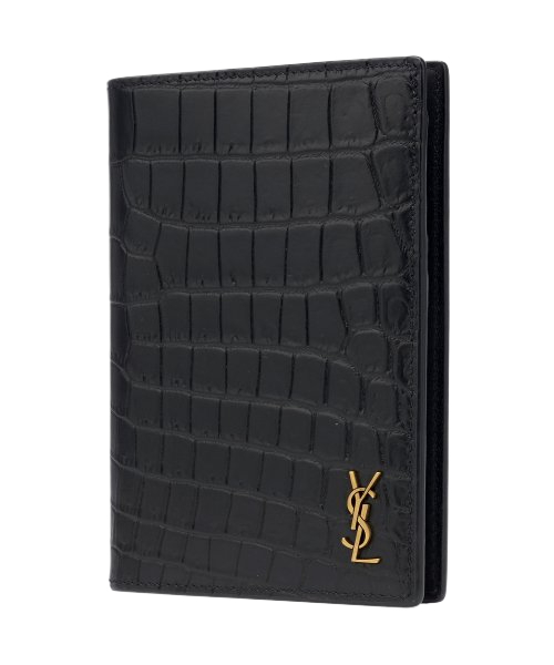 Common Crocodile Tiny Monogram Passport Holder - Black