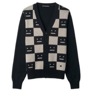 Men's Checkerboard Face Cardigan - Black