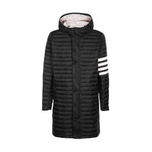 4-bar stripe downfill quilted hoodie coat