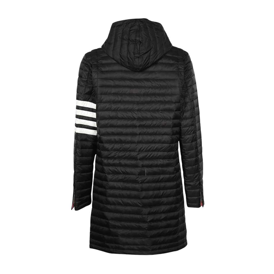 4-bar stripe downfill quilted hoodie coat