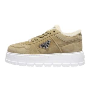 leather shearling sneakers