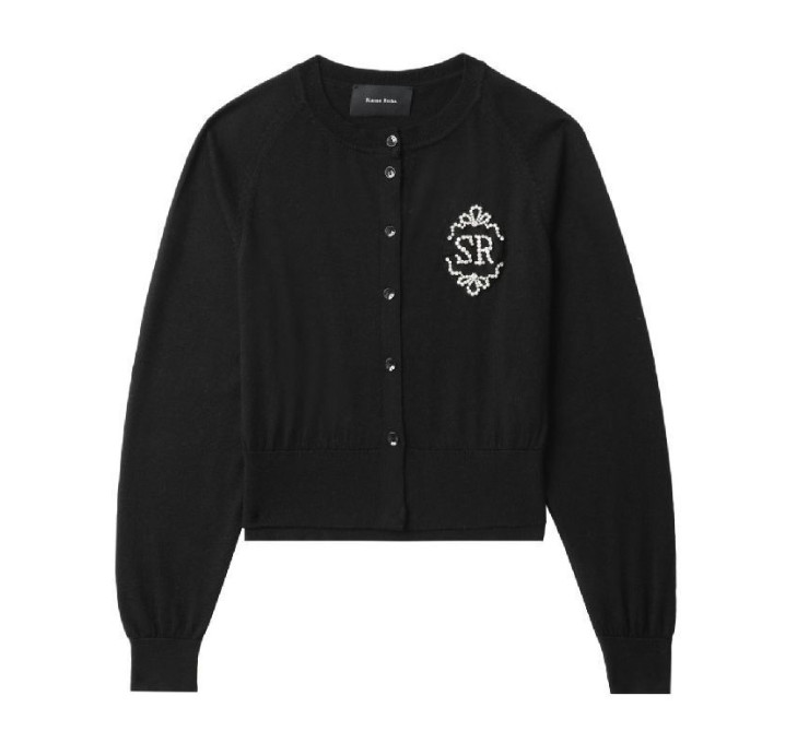 SR Crystal Logo Wool Silk Cardigan