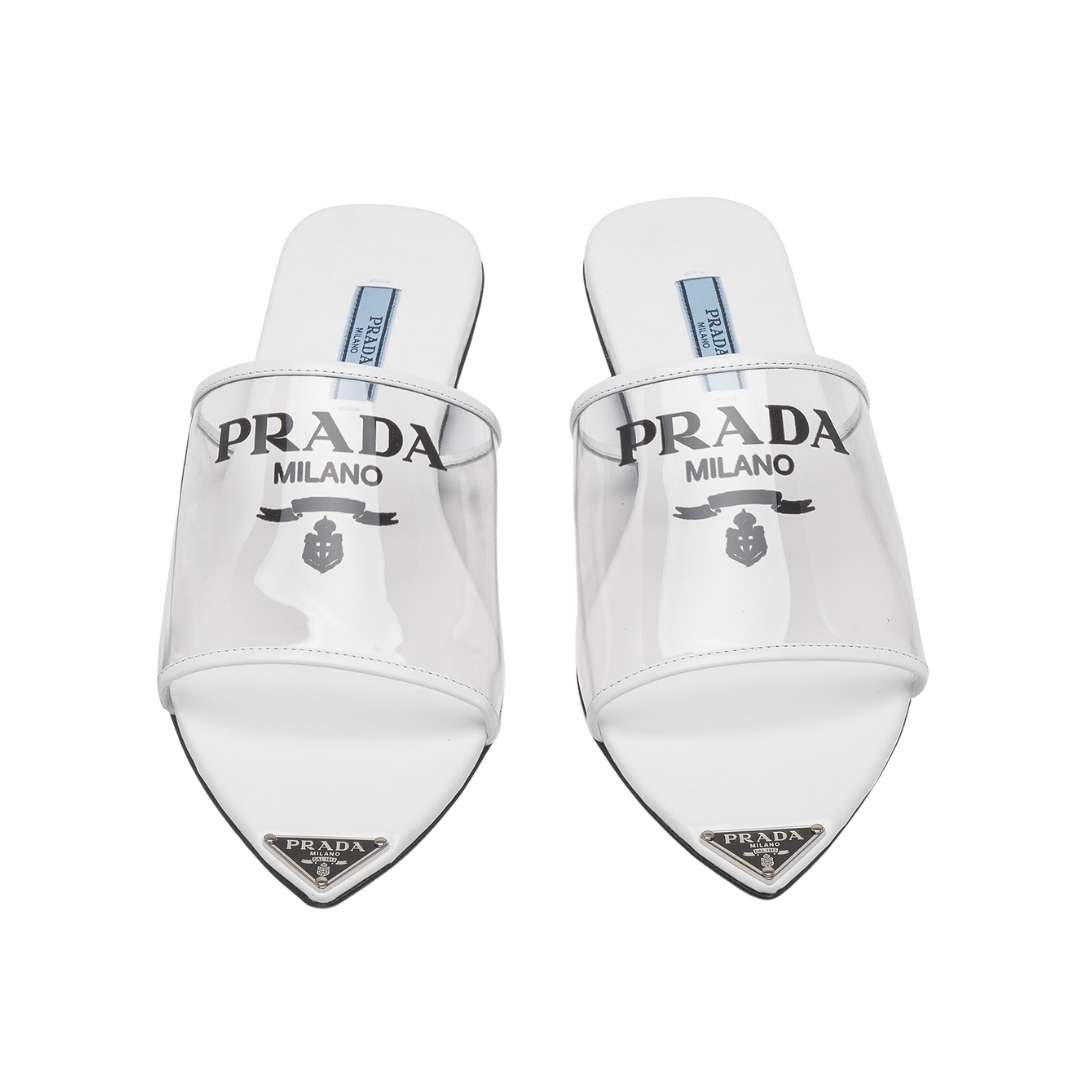 Logo-print White PVC slides