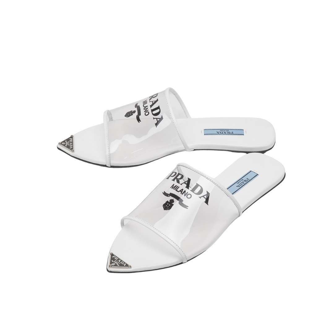 Logo-print White PVC slides