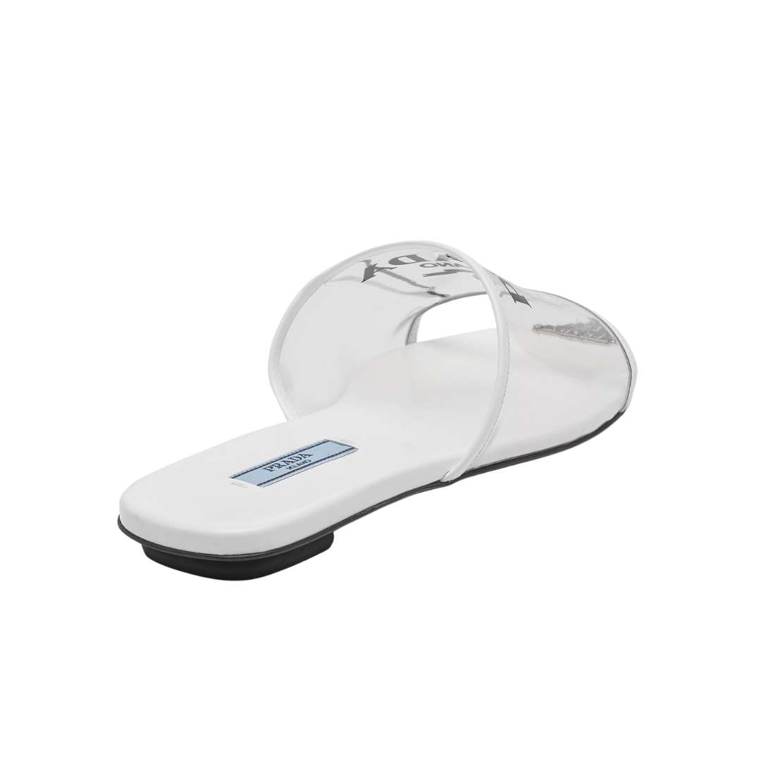 Logo-print White PVC slides