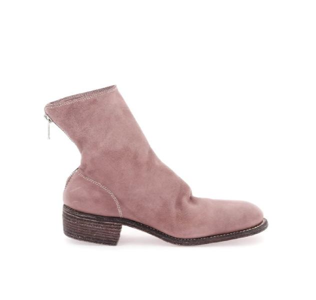 Back zipper detail leather ankle boots