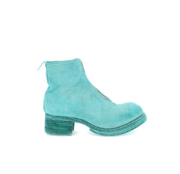 Front zip suede ankle boots