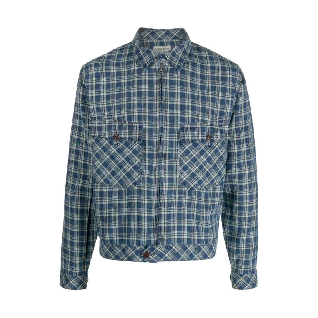 Double RL Indigo Check Linen Cotton Jacket