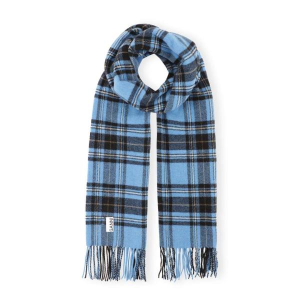 Checkered Wool Fringed Scarf