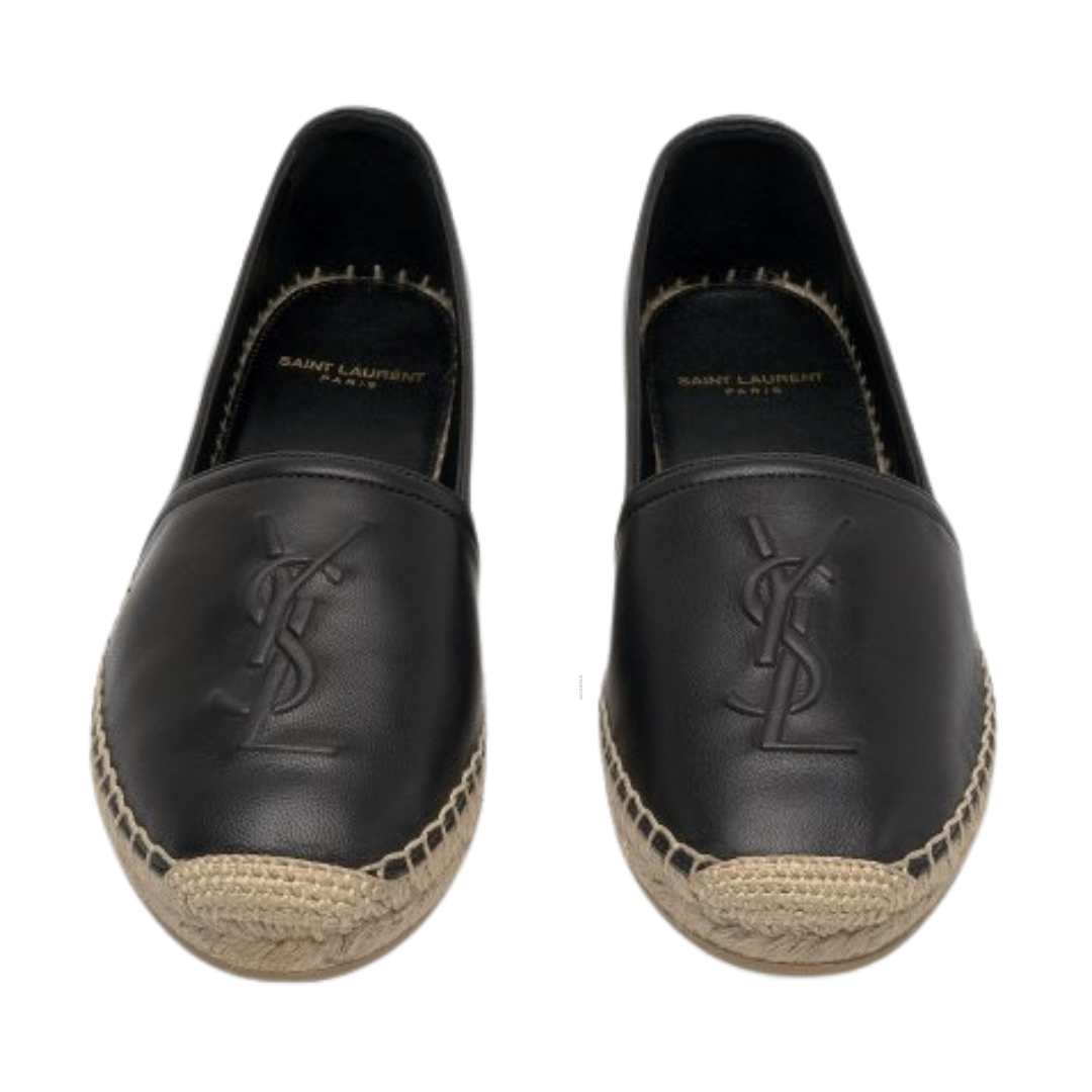 Embossed Monogram Leather Espadou - Black