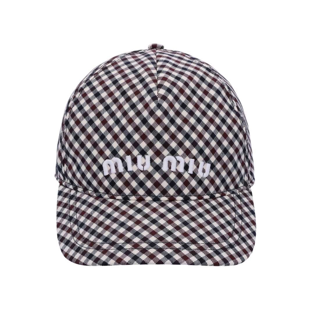 Logo-Embroidered Checked Baseball Hat 