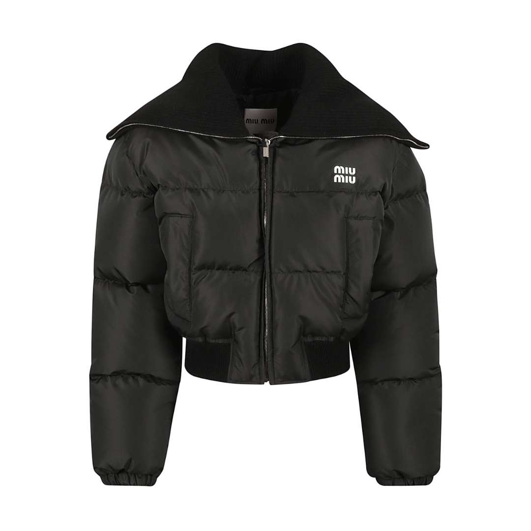 Short Nylon Plain Logo Down Jackets