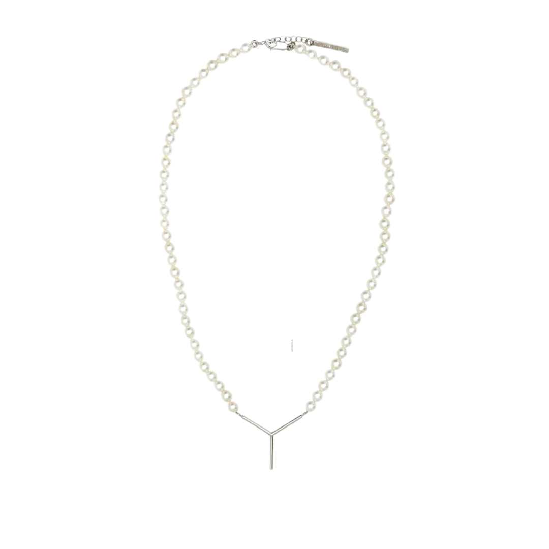 Y logo pearl necklace