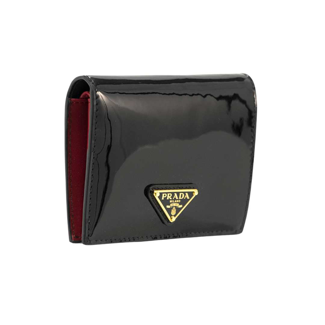 Triangle logo leather wallet