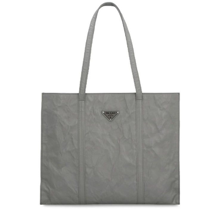 Triangular logo nappa leather large tote bag
