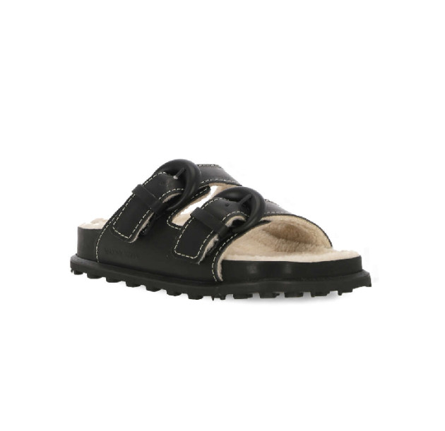 Moon buckle strap shearling sandals