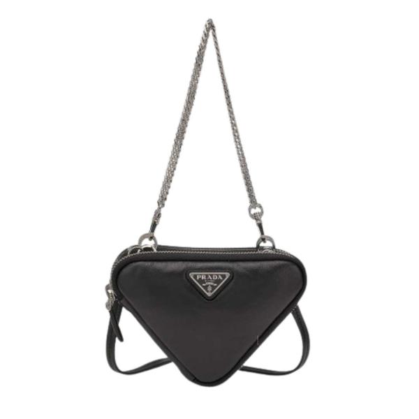 Women's Triangle Soft Nappa Cross Bag - Black
