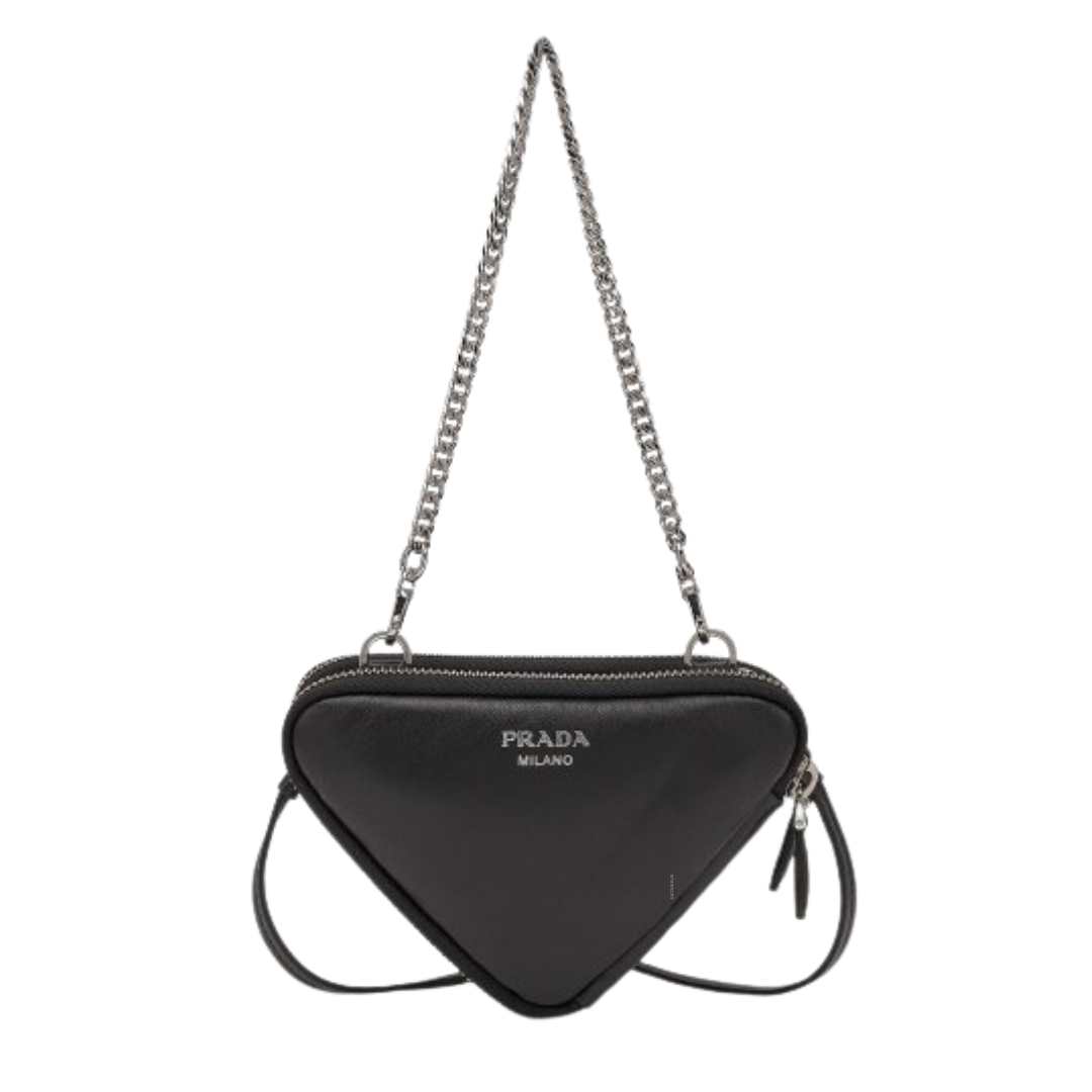 Women's Triangle Soft Nappa Cross Bag - Black