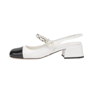 (W) Miu Miu Patent Leather Pumps White Black