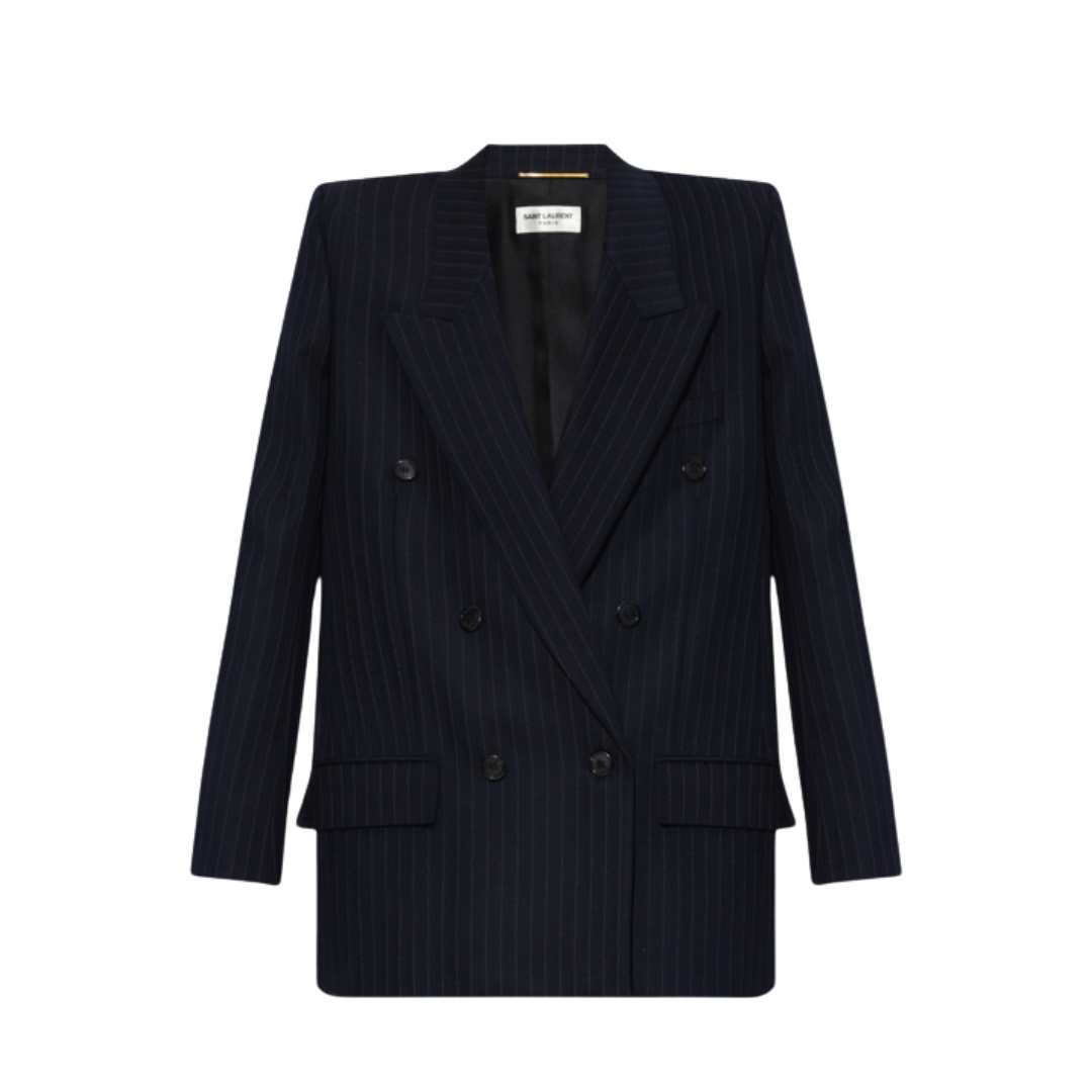  SAINT LAURENT BLACK PINSTRIPE BLAZER